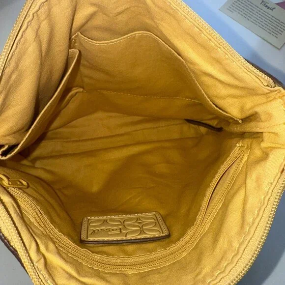 Fossil Women’s Leather Crossbody Bag Yellow Adjustable Strap - Picture 16 of 16